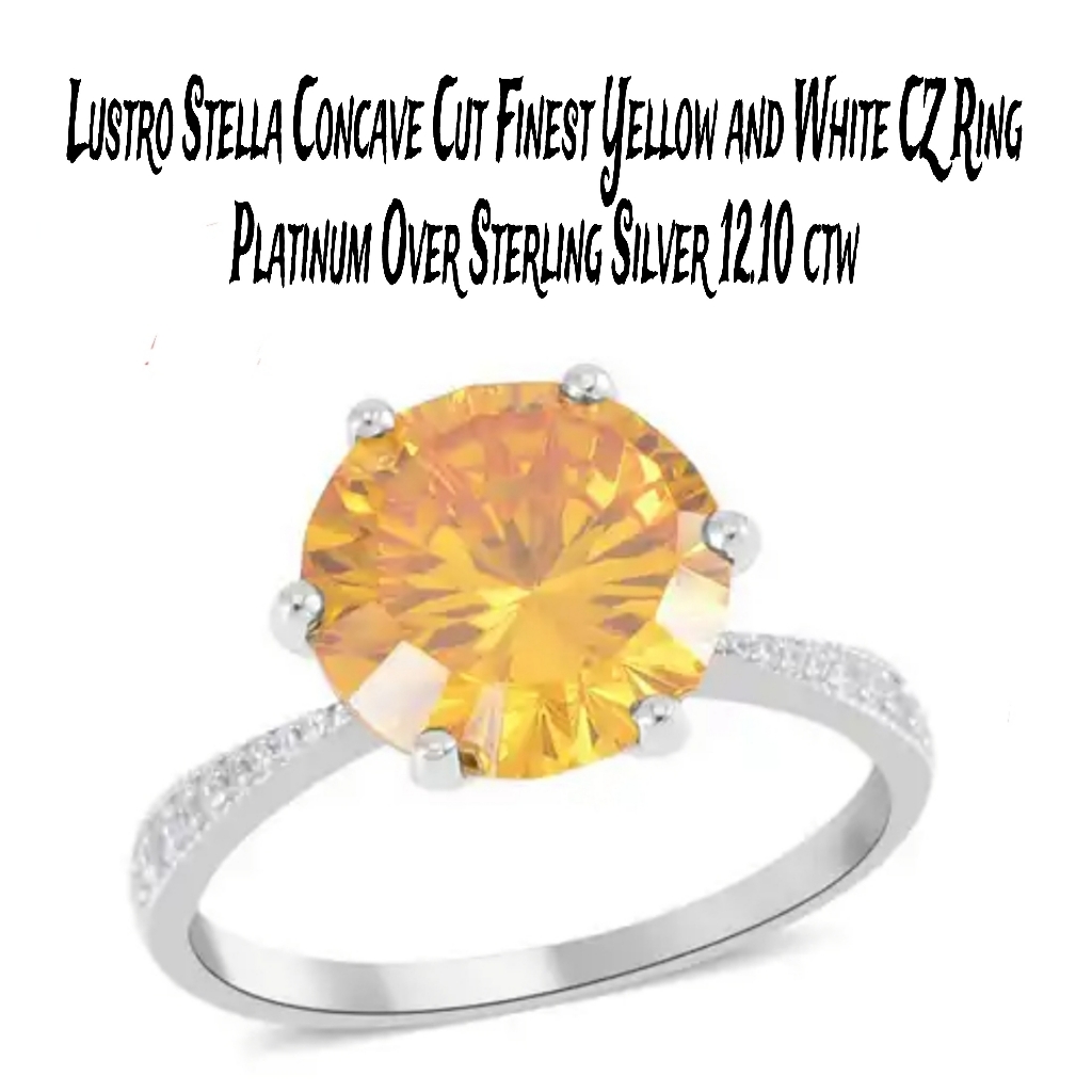 Sale 12cwt Stella Finest Yellow & White Cz Ring In Platinum /Sterling Silver